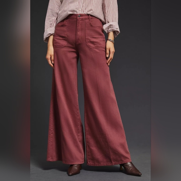 Pilcro Pants - Pilcro Maroon Trousers